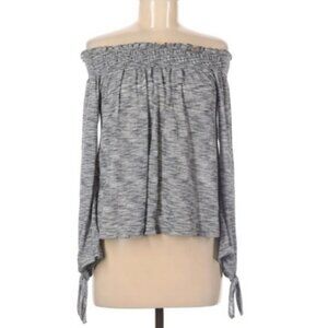 Jondie womens off the shoulder long sleeve ruched neckline top medium